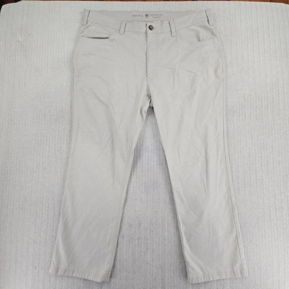 Oak Hill Tech Pants Mens 42x28 Beige Linen Blend Chino Regular Fit Stretch
